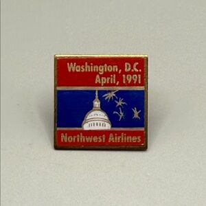 Vintage April 1991 Northwest Airlines Washington D.C. Pin